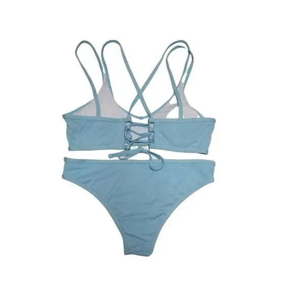 2 piece swimsuit bikini set Light Blue Size Medium - Picture 2 of 5